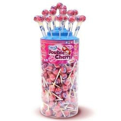 Sucette cerise fourrée bubble gum tutti